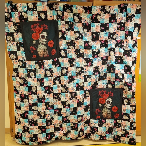 Colorful Sugar Skull Pattern Quilt